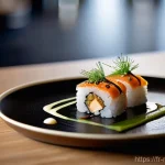 다문화 요리사와 퓨전 요리 사례 - **Franco-Asian Elegance: Foie Gras Maki Fusion**
    A sophisticated, close-up shot of a Franco-Asia...
