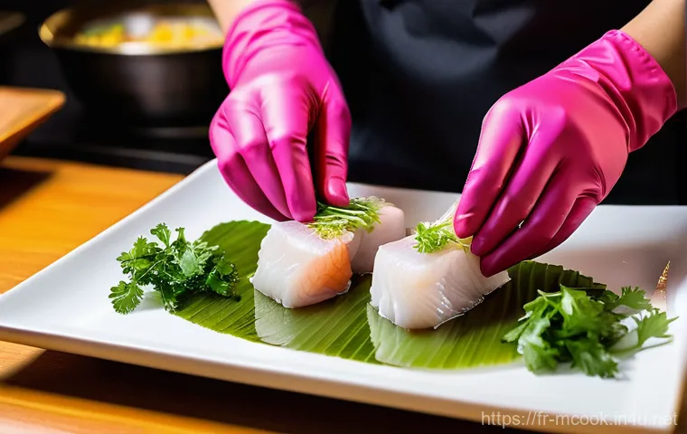 다문화 요리사와 퓨전 요리 사례 - **Franco-Asian Elegance: Foie Gras Maki Fusion**
    A sophisticated, close-up shot of a Franco-Asia...