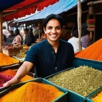 다문화 요리사 전공 선택 시 고려사항 - **Prompt 1: "The Curious Explorer Chef in a Vibrant Market"**
    A lively, close-up shot of a young...