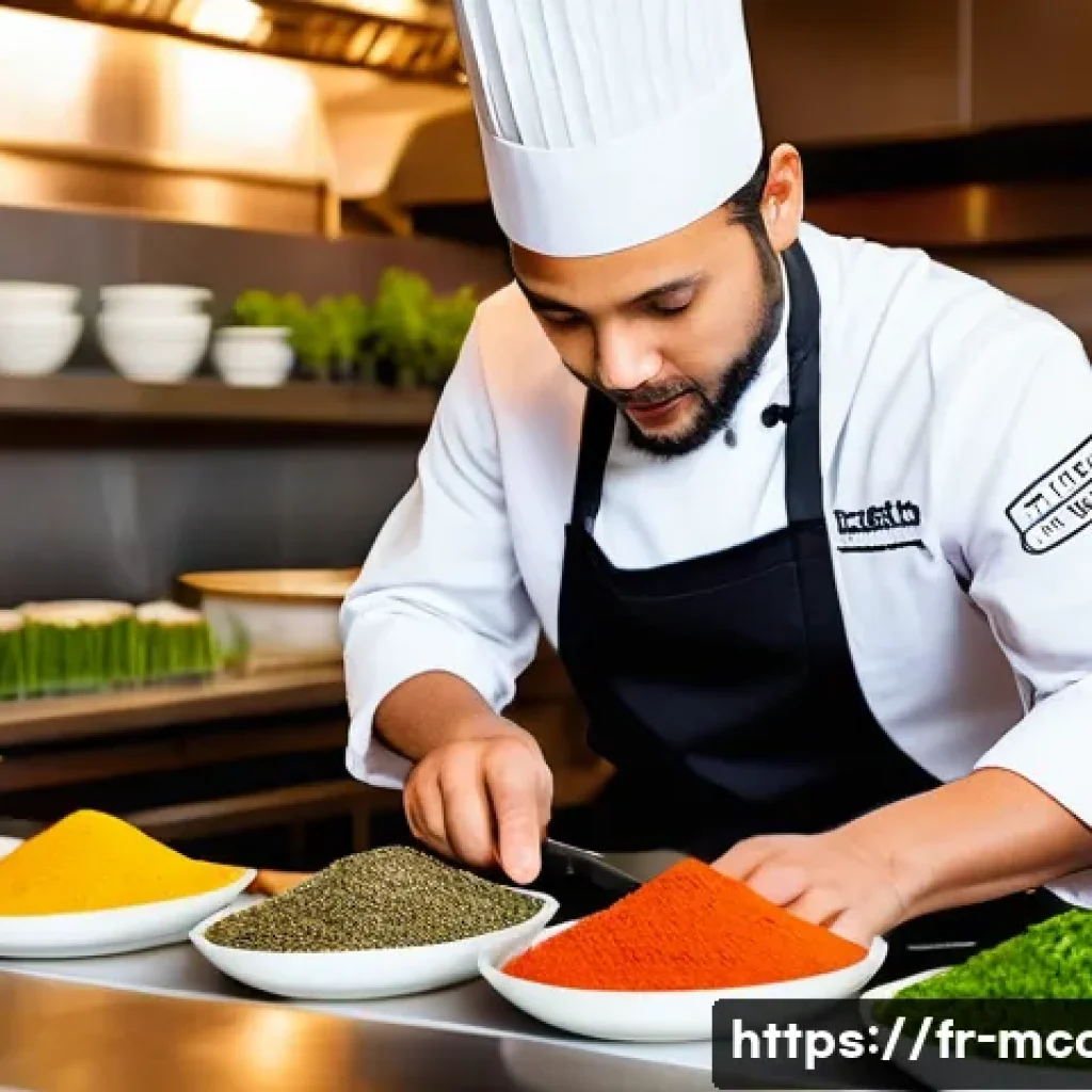 다문화 요리사 채용 공고 분석 - A vibrant, modern French restaurant kitchen bustling with a multicultural team of chefs, each wearin...